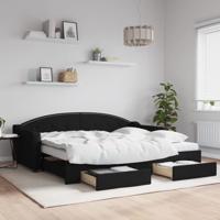 Slaapbank met onderschuifbed en lades 90x200 cm stof zwart