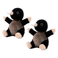Pluche mol knuffel dier - 2x - 14 cm - zwart - tuindieren knuffelbeest Pluche mol knuffel dier - 2x - 14 cm - zwart - tuindieren knuffelbeest