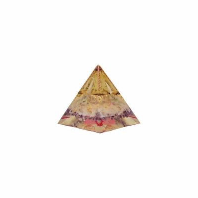 Orgonite Piramide Rozenkwarts/ Amethist/ Bergkristal (130 mm)