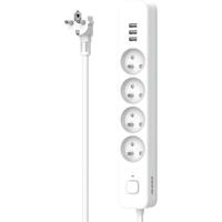 Stekkerdoos - QUARX - 4 stopcontacten - Met 3 USB-poorten, 1,5m kabel
