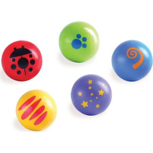 houten knikkerbaan balletjes, 5 stuks
