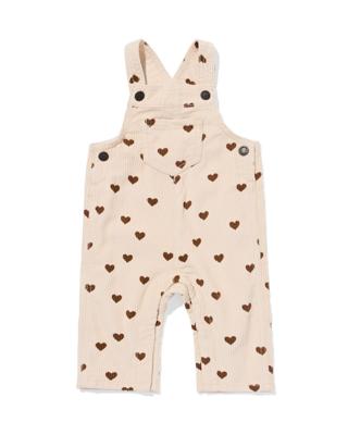 HEMA Babyjumpsuit corduroy hartjes ecru (ecru)