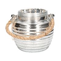 Home deco windlicht lantaarn zilver 13 cm - thumbnail