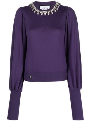Philipp Plein pull à ornements en cristal - Violet