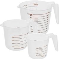 Cuisine Elegance Maatbekers - 3x - set - kunststof - 250 - 500 - 1000 ml