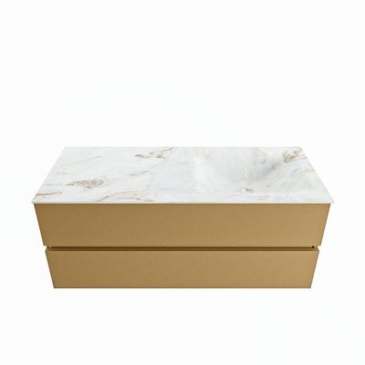 MONDIAZ VICA-DLUX 120cm badmeubel onderkast Oro 2 lades. Inbouw wastafel CLOUD rechts zonder kraangat, kleur Frappe.