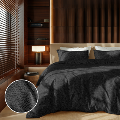 Dekbedovertrek Embossed Panther Effen 240x200 Cm Zwart Zydante - Dekbed-Discounter.nl