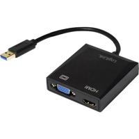 LogiLink UA0234 USB / VGA / HDMI Adapter [1x USB 3.2 Gen 1 stekker A (USB 3.0) - 1x VGA-bus, HDMI-bus] Zwart 10.00 cm - thumbnail