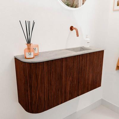 Toiletmeubel Mondiaz Joya Dlux | 81.6 cm | Meubelkleur Ruby | Faye wastafel Glace Wasbak Rechts | Zonder kraangat(en)