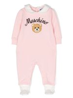 Moschino Kids body en coton stretch à broderies Teddy Bear - Rose