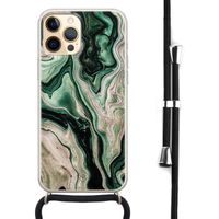 iPhone 12 Pro hoesje met koord - Green waves