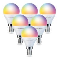 Set van 6 E14 Smart lampen - P45 lamp - 5,5 Watt 470 lumen - RGBWW - Wifi & Bluetooth - Bestuurbaar via app - Google Home, Amazon Alexa en Siri - Smart lampen