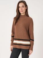 Cashmere sweater met hoge hals en gestreept detail - thumbnail