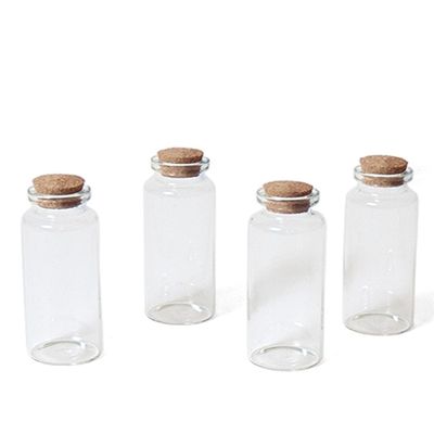 32x Kleine transparante glazen flesjes met kurken dop 38 ml