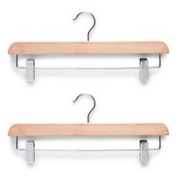 4x Luxe houten broekhangers/cliphangers kledinghangers 36 cm - thumbnail