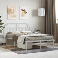 Bedframe met hoofdbord metaal wit 120x190 cm - thumbnail