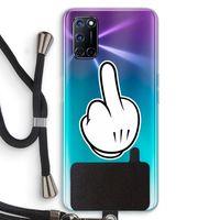 Middle finger black: Oppo A72 Transparant Hoesje met koord