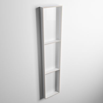 MONDIAZ EASY Nis 149,5x29,5cm in solid surface kleur Linen | Talc. 3 vakken geschikt voor in- of opbouw