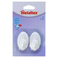 Metaltex ovalen plakhaken 2 stuks wit
