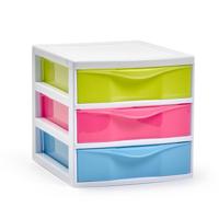 Ladekastje bureau organizer - 3x lades - mix kleuren - L18 x B22 x H17 cm - kunststof Ladekastje bureau organizer - 3x lades - mix kleuren - L18 x B22 x H17 cm - kunststof