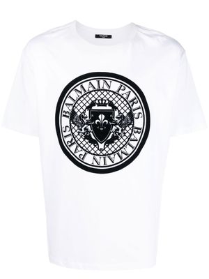 Balmain t-shirt en coton à logo imprimé - Blanc