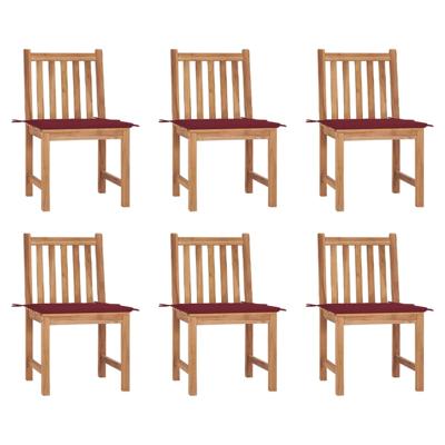 Tuinstoelen 6 st met kussens massief teakhout