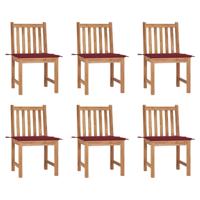 Tuinstoelen 6 st met kussens massief teakhout