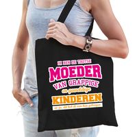 Trotse moeder van geweldige kinderen cadeau tas zwart voor dames - thumbnail