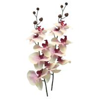 Kunstbloem Orchidee Milan - 3x - wit/roze - 78 cm - losse steel - kunst zijdebloem - Phalaenopsis