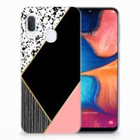 Samsung Galaxy A20e | TPU Hoesje | Zwart Roze Vormen