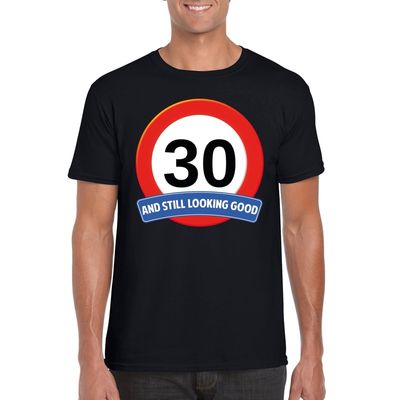 Verkeersbord 30 jaar t-shirt zwart heren