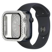 Strass Decoratief Apple Watch Series 9/8/7 Case met Screenprotector - 45mm - Zilver - thumbnail