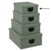5Five Opbergdoos/box - 4x - groen - L28 x B22 x H11 cm - Stevig karton - Industrialbox - Opbergbox - thumbnail