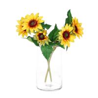 Kunstbloem Zonnebloem Helianthus - 2x - 37 cm - losse steel - kunst zijdebloem