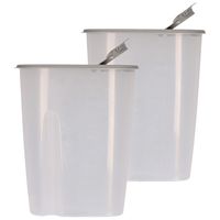 Voedselcontainer strooibus - 2x - grijs - 2,2 liter - kunststof - 20 x 9,5 x 23,5 cm