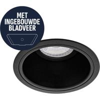 Spot Armatuur GU10 - Pragmi Axis - GU10 Inbouwspot met Bladveren - Rond - Zwart - Aluminium - Ø90mm
