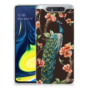 Samsung Galaxy A80 TPU Hoesje Pauw met Bloemen