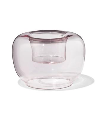 051 Theelichthouder Glas Retro Roze (roze)