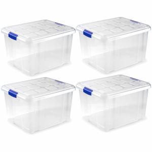 Plasticforte Opslagbakken met deksel - 5x - 25 liter - 42 x 36 x 25 cm - Organizers - transparant