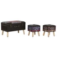 Kofferset Home ESPRIT Bruin Multicolour Polyurethaan Hout Vintage 70 x 40 x 45 cm (3 Stuks)