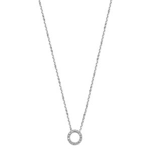 Ketting Cirkel witgoud-diamant 0,08 ct Hsi 7 mm 42-45 cm