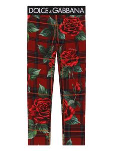 Dolce & Gabbana Kids legging à fleurs - Rouge