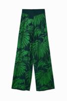 Wide leg broek met jacquard - GREEN - XS - thumbnail