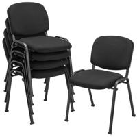 Set van 5 Vergaderstoelen Set Stapelbare Gastenstoelen Bureaustoel met Metalen Frame en Gewatteerd Kussen voor Receptie Training