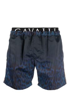Roberto Cavalli short de bain à imprimé léopard - Bleu