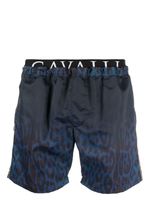 Roberto Cavalli short de bain à imprimé léopard - Bleu