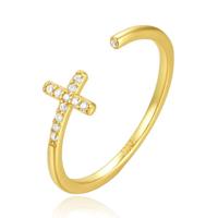 Elenza .925 Ring met Kruis en Zirkonia - 18k plated