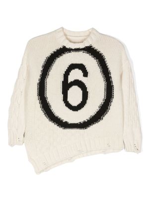 MM6 Maison Margiela Kids pull en laine mélangée à effet usé - Tons neutres