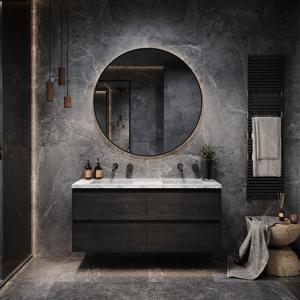 Badkamermeubelset Forzalaqua Nova Doppio Carrara Reno 2.0 Black Oiled 160 cm Zonder Kraangaten