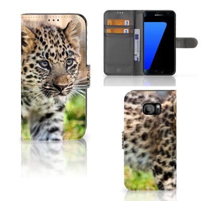 Samsung Galaxy S7 Edge | Telefoonhoesje | Met pasjeshouder | Baby Luipaard